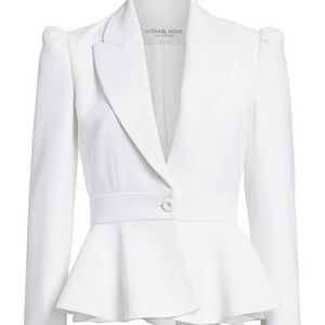 BRAND NEW- Michael Kors Collection Optic White Peplum Jacket